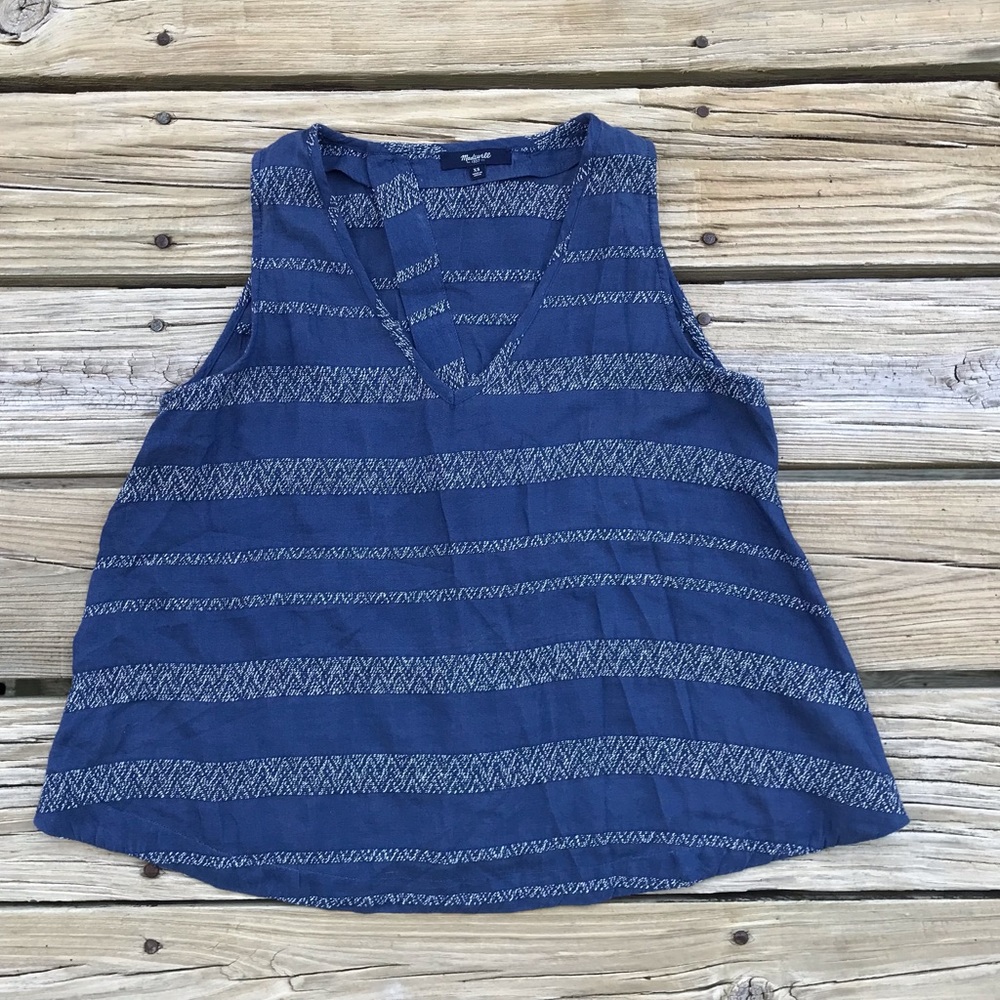 2/$10 Ladies XS MADEWELL Back Wrap Woven Tunic Cotton Silk Open Back Tank Top